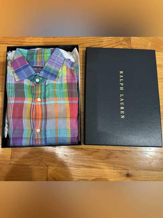 Ralph Lauren Purple Label Other - Ralph Lauren Purple Label Multicolor Plaid Chambray Linen Button-Down Shirt